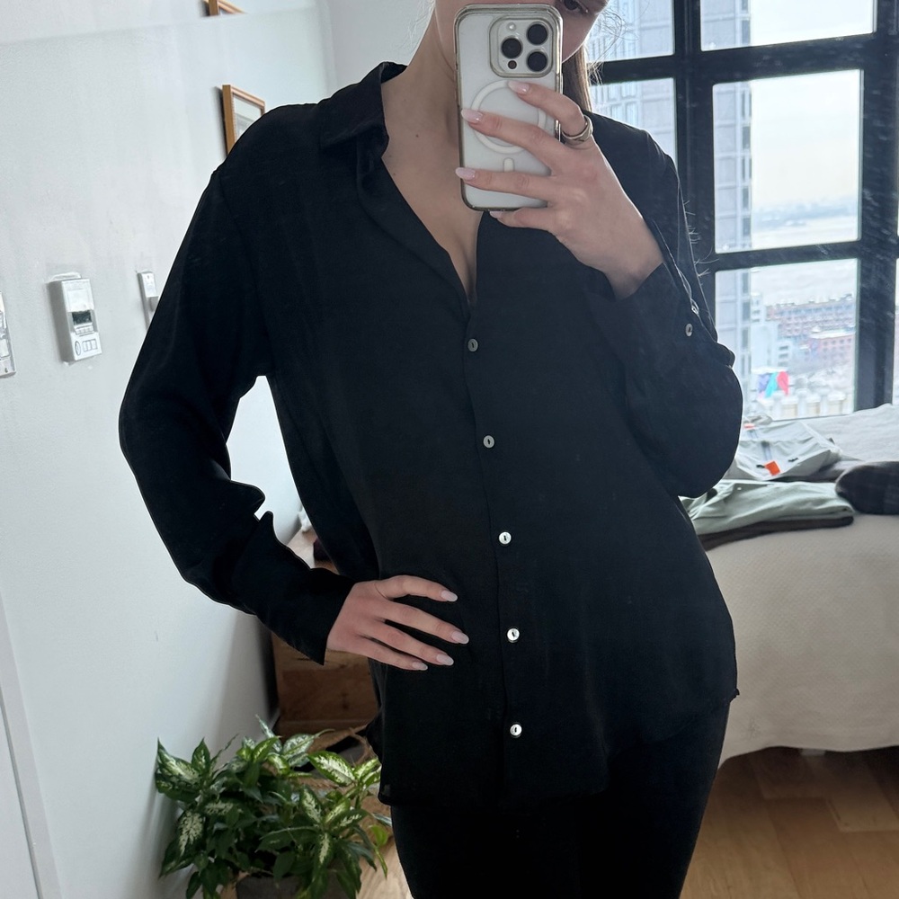 Zara Black Button-Up Shirt